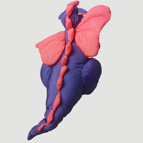 Playful pals Vtg Dragon Rare 80's Plush Toy With Wings Purple & pink - Picture 2 of 9